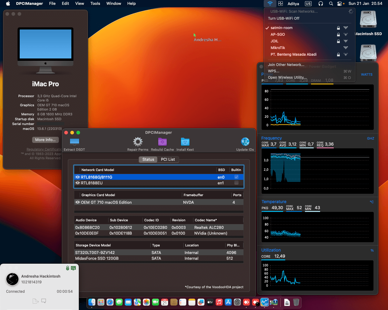 Success Hackintosh macOS Ventura 13.6.1 Build 22G313 in Dell Optiplex 3020 SFF